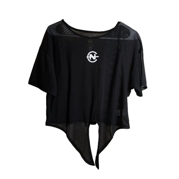 Nautica‎ See Through Black Short Sleeve Tie Front Top New w/Tags - Picture 1 of 5